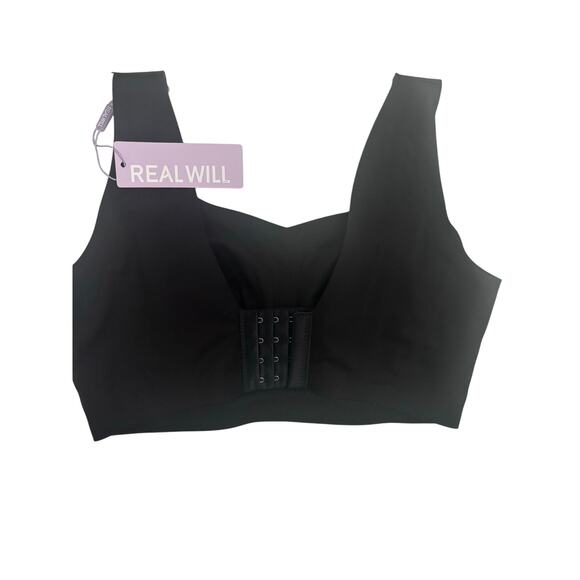 NWT REAL WILL Sculpt Minimizer push up wireless bra wide straps black Large - Picture 5 of 8